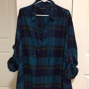 Multi-colored soft flannel top